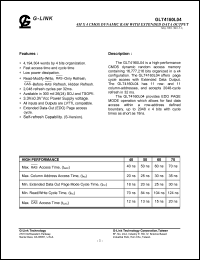 GLT4160L04-50J3 datasheet: 50ns; 4M x 4 CMOS dynamic RAM with extended data output GLT4160L04-50J3