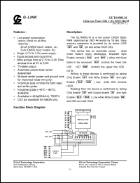 GLT6400L16SL-70TC datasheet: 70ns; Ultra low power 256K x 16 CMOS SRAM GLT6400L16SL-70TC