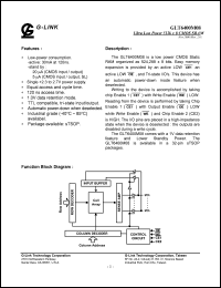 GLT6400M08SL-120ST datasheet: 120ns; Ultra low power 512K x 8 CMOS SRAM GLT6400M08SL-120ST