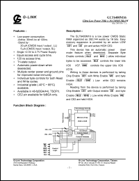 GLT6400M16SL-120TC datasheet: 120ns; Ultra low power 256K x 16 CMOS SRAM GLT6400M16SL-120TC