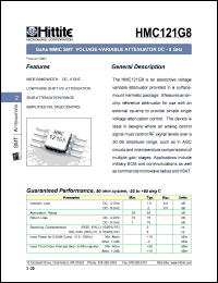 HMC121G8 datasheet: Voltage-variable attenuator DC- 8 GHz HMC121G8