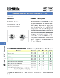 HMC132G7 datasheet: High- isolation SPDT switch DC 6 GHz HMC132G7