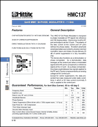 HMC137 datasheet: Bi- phase modulator 6- 11 GHz HMC137
