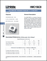 HMC156C8 datasheet: Frequency doubler 0.7- 2.3 GHz input HMC156C8