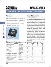 HMC173MS8 datasheet: Voltage variable attenuator 800- 2000 MHz HMC173MS8