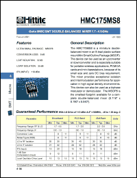 HMC175MS8 datasheet: Double- balanced mixer DC 1.7- 4.5 GHz HMC175MS8