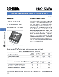 HMC187MS8 datasheet: Frequency doubler DC 0.85- 2.0 GHz HMC187MS8