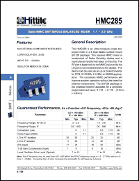 HMC285 datasheet: Single balanced mixer DC 1.7- 3.5 GHz HMC285