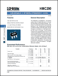 HMC290 datasheet: 2- bit digital attenuator 0.7- 4.0 GHz HMC290