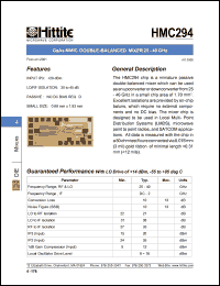 HMC294 datasheet: Double- balanced mixer 25- 40 GHz HMC294