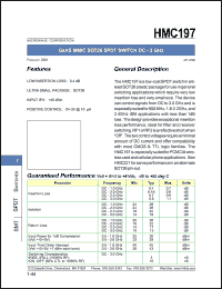 HMC197 datasheet: SPDT switch DC - 3 GHz HMC197