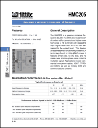 HMC205 datasheet: Frequency doubler 6- 12 GHz HMC205