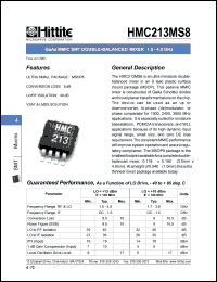 HMC213MS8 datasheet: Double- variable attenuator 1.5- 4.5 GHz HMC213MS8