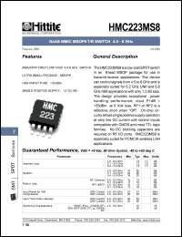 HMC223MS8 datasheet: T/R switch 4.5- 6 GHz HMC223MS8