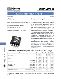 HMC224MS8 datasheet: T/R switch 5.0- 6.0 GHz HMC224MS8