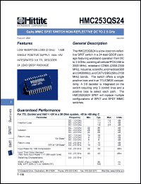 HMC253QS24 datasheet: SP8T switch non- reflective DC to 2.5 GHz HMC253QS24