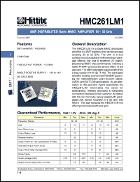 HMC261LM1 datasheet: Medium power distributed amplifier 20 - 32 GHz HMC261LM1