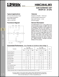 HMC264LM3 datasheet: Sub- harmonically SMT mixer 20 - 30 GHz HMC264LM3