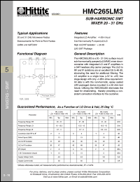 HMC265LM3 datasheet: Sub- harmonically SMT mixer 20 - 31 GHz HMC265LM3