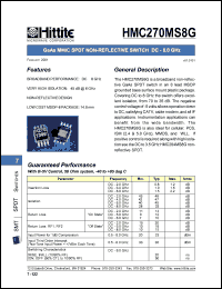 HMC270MS8G datasheet: SPDT non- reflective switch DC 8.0 GHz HMC270MS8G