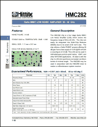 HMC282 datasheet: MMIC low noise amplifier 36- 40 GHz HMC282
