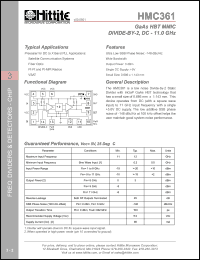 HMC361 datasheet: High IP3 double- balanced mixer 0.7 - 1.1 GHz HMC361