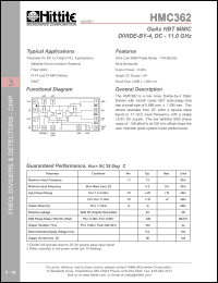 HMC362 datasheet: MMIC divine-by-4, DC - 11.0 GHz HMC362