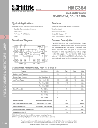 HMC364 datasheet: MMIC divine-by-2, DC - 13.0 GHz HMC364