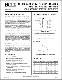 HI-3182PJT datasheet: 37.5 ohm, ARINC 429 differential line driver HI-3182PJT