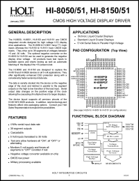 HI-8150PQI datasheet: CMOS high voltage display driver HI-8150PQI