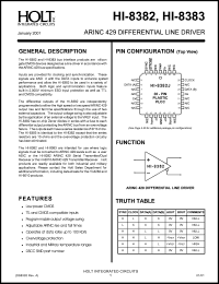 HI-8382C datasheet: ARINC 429 differential line driver HI-8382C