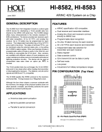 HI-8582PQT datasheet: ARINC 429 system on a chip HI-8582PQT