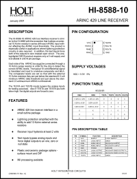 HI-8588PSI-10 datasheet: ARINC 429 line receiver HI-8588PSI-10