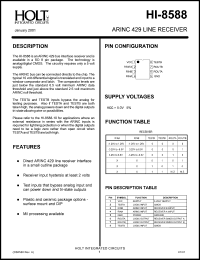 HI-8588CDI datasheet: ARINC 429 line receiver HI-8588CDI