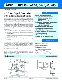 IMP690AMJA datasheet: Power supply supervisor with battery backup switch IMP690AMJA