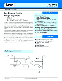 IMP37-25JST datasheet: 800mA, 0.95V; positive voltage regulator IMP37-25JST