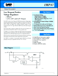 IMP37-33JCM datasheet: 800mA, 0.95V; positive voltage regulator IMP37-33JCM