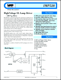 IMP528ESA datasheet: Input voltage: 2.0-6.5V; High-voltage EL lamp driver IMP528ESA