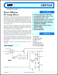 IMP560ESA datasheet: Input voltage: 2.0-6.5V; Power efficient EL lamp driver IMP560ESA