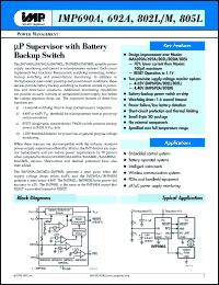 IMP692AMJA datasheet: Supervisor with battery backup switch IMP692AMJA