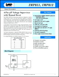 IMP811JEUS-T datasheet: Threshold:4.00V; 4-pin voltage supervisor with manual reset IMP811JEUS-T