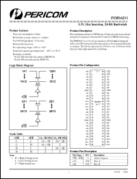 PI3B16211 datasheet: 3.3V, hot insertion 24-bit bus exchange switch PI3B16211