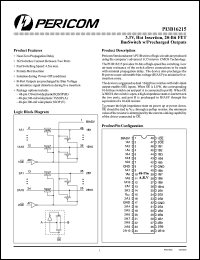 PI3B16215B datasheet: 3.3V, hot insertion, 20-bit FET bus switch w/precharged output PI3B16215B