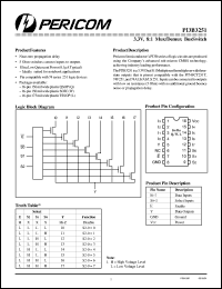 PI3B3251Q datasheet: 3.3V, 8:1 mux/demux bus switch PI3B3251Q