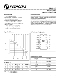 PI3B3257W datasheet: 3.3V, quad 2:1 mux/demux bus switch PI3B3257W