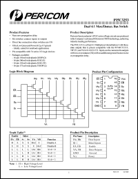 PI5C3253S datasheet: Dual 4:1 mux/demux bus switch PI5C3253S