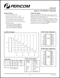 PI5C3257Q datasheet: Quad 2:1 mux/demux bus switch PI5C3257Q