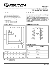 PI5C3257CL datasheet: Quad 2:1 mux/demux bus switch with -2V undershoot protection PI5C3257CL