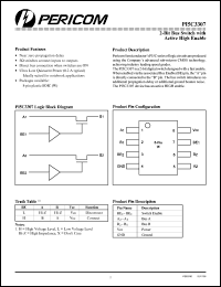 PI5C3307W datasheet: 2-bit bus switch with active low enables PI5C3307W