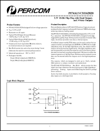 PI74ALVCH162820A datasheet: 3.3V 10-bit flip-flop with dual outputs 3-state outputs PI74ALVCH162820A